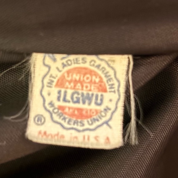 Women's Vintage Projections Wool Tweed Long Coat Jacket Burgundy Black - Picture 6 of 7